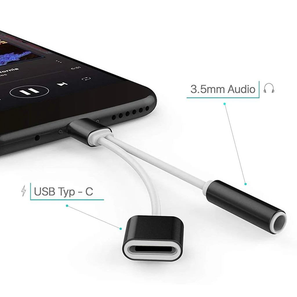 Type-C Mobile Pro Hub адаптер с USB-C зарядкой 3,5 мм разъем для наушников AUX аудио сплиттер конвертер адаптер+ зарядный кабель 19 октября