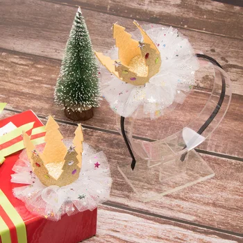 

1pc Fashion Glitter Star Tiaras Hairpins Felt Tree Shaped Gold Crown Hair Clips Princess Xmas Headwear Girls Hair Accessories