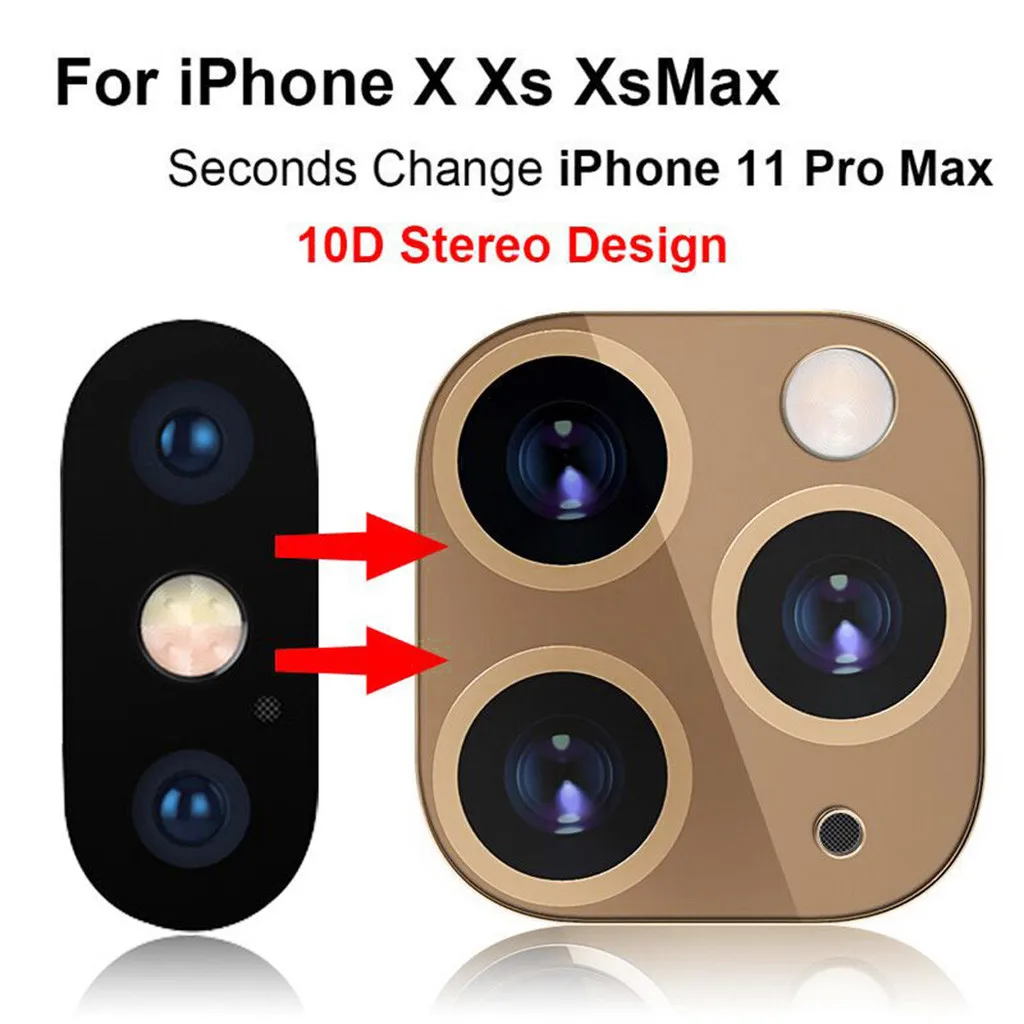 For iPhone X XS MAX Seconds Change For iPhone 11 Camera Lens Screen Protector Second generation lens film metal lens sticker #B