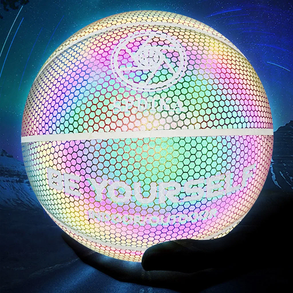 Size 7 Luminous Basketball Battery-Free Glowing Basketball Children Trainning Adults Kids Sports toy Child Early Training Game#D