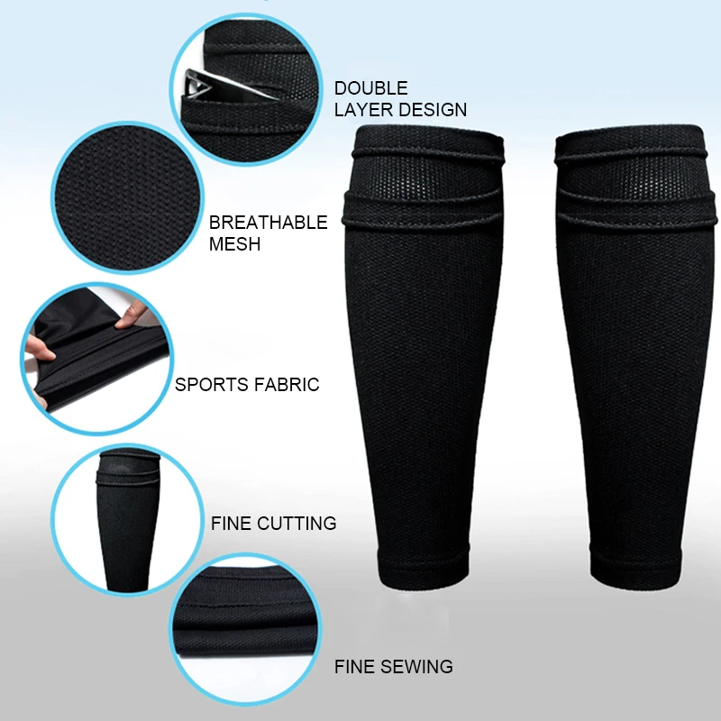 

1 Pair Football Soccer Protective Sock Shin Teens Legwarmers Guard With Pocket Adults Kids Football Safety Leg Support Protector