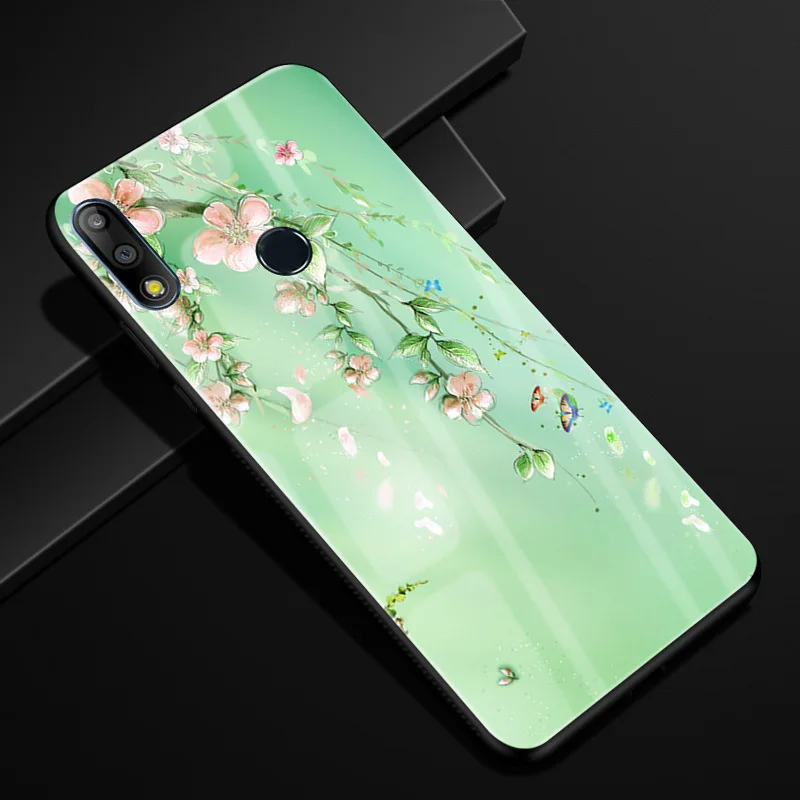 Для Asus Zenfone Max Pro M2 ZB631KL Чехол Жесткий PC стеклянный чехол для телефона черный TPU бампер чехол для Asus ZB631KL закаленное стекло - Цвет: 26