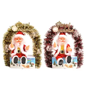 

Electric Santa Claus Plush Toy Glowing Wreath Christmas Doll for Home Decoration
