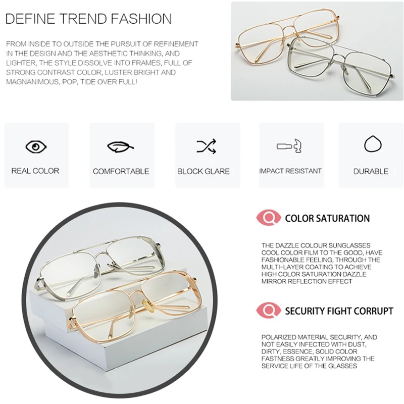 Seemfly Square Hip Hop Fashion Brand Design Sunglasses Men Women Transparent Sun Glasses Lady Oversized Eyeglasses UV400 Shades
