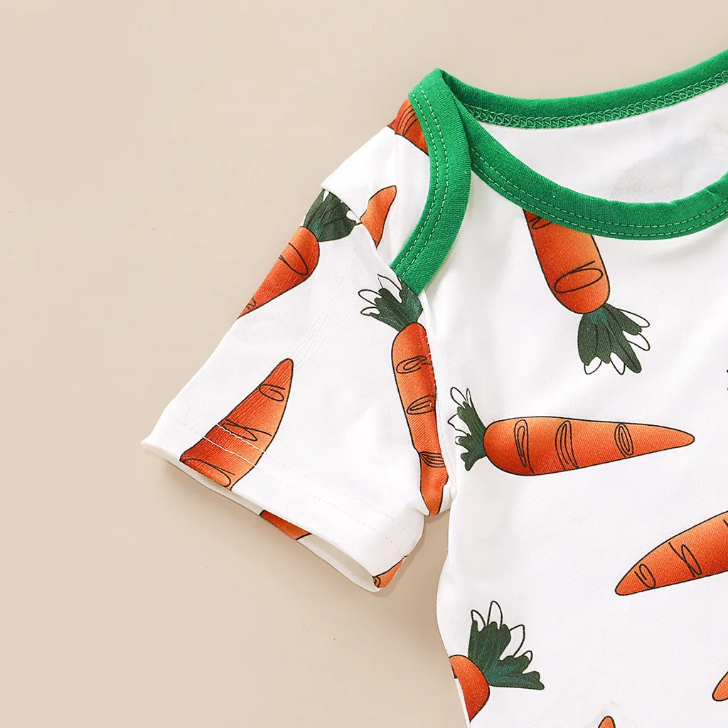 Newborn Baby Kid Boy Girl Easter Carrot Romper Jumpsuit Rabbit Ears Hat Outfits