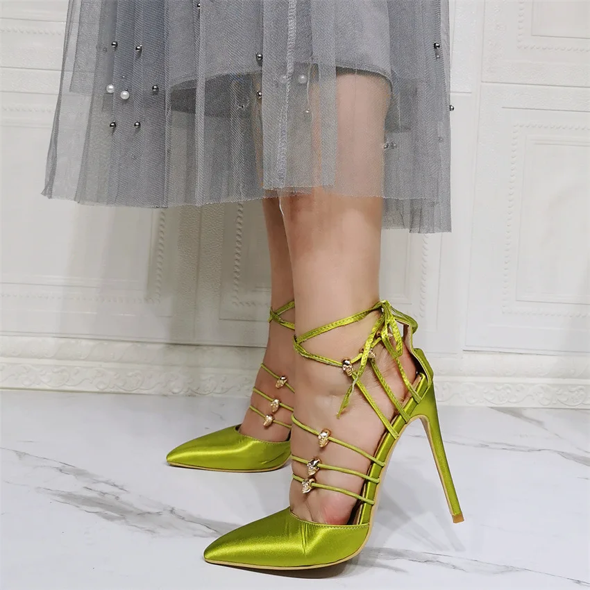 Kolnoo New Handmade Ladies High Heels Pumps Crisscross Shoelace Real Pictures Party Prom Dress Shoes Evening Club Fashion Shoes