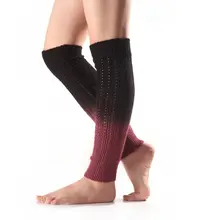 Женские зимние вязаные длинные гетры градиентного цвета для девочек, носки без ног, уличные зимние лыжные гольфы, вязаный манжет для ботинок