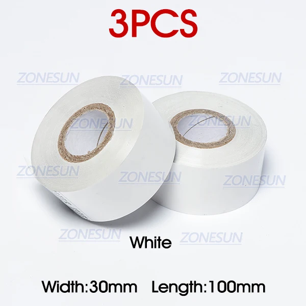 ZONESUN термальная лента печатной машины ленты, 30*100 м, печатная лента даты для пластика и бумаги(5 рулонов/лот - Цвет: 3pcs White