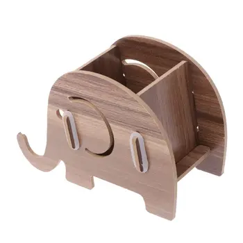 

Phone Stand Pen Pencil Holder Tablet Desk Bracket Wooden Cute Elephant Sundries Organizer Desk Decoration Home Office