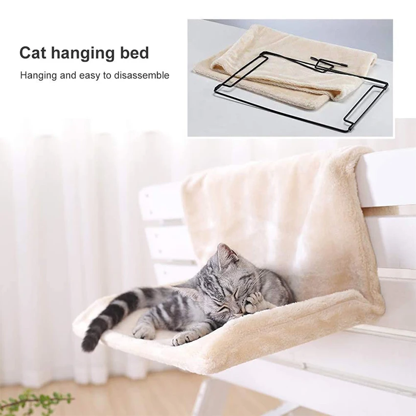 Cat Radiator Bed Warm Cosy Puppy Pet Radiator Hammock Bed Removable Hanging Cat Radiator Bed with Strong Durable Foldable Metal Frame and Comfortable Fleece Cover for Small Pet Cat Kitten 