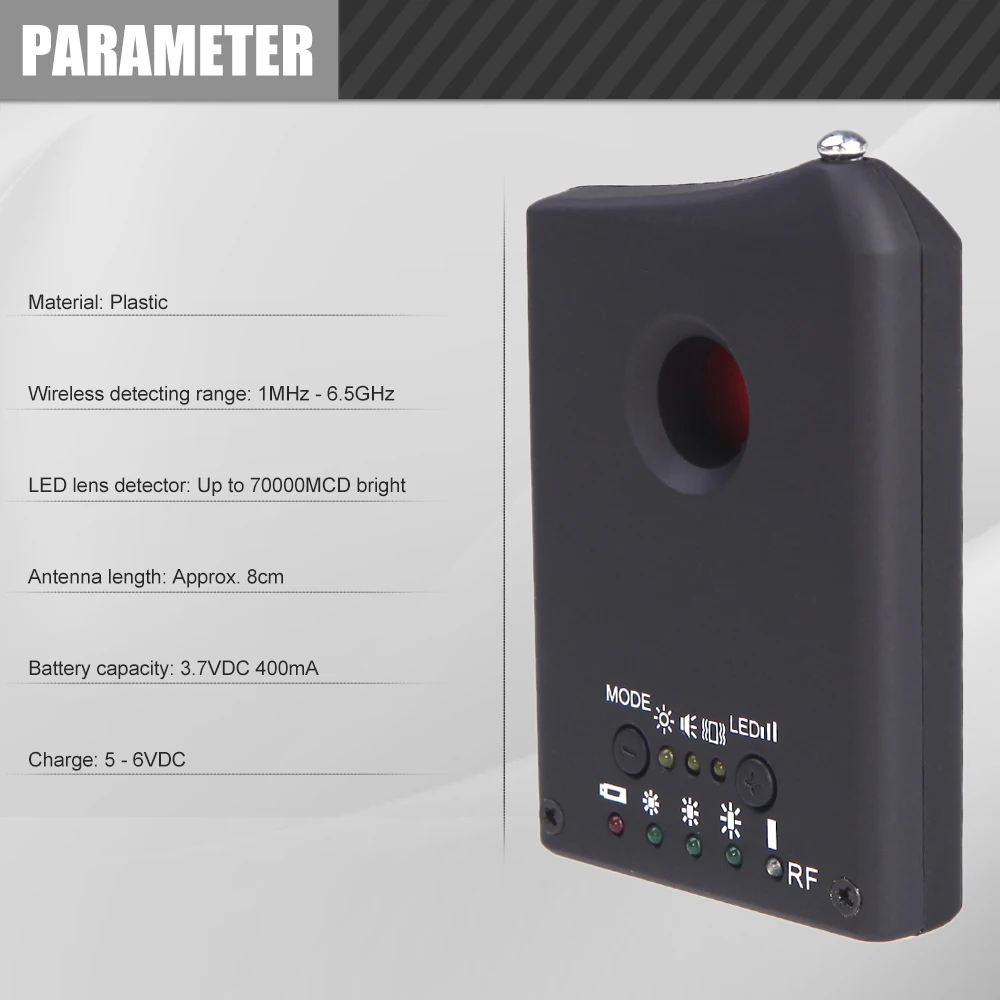 

Anti-spy Detector LDRF-DT1 Camera GSM Audio Bug Finder GPS Signal Lens RF Tracker