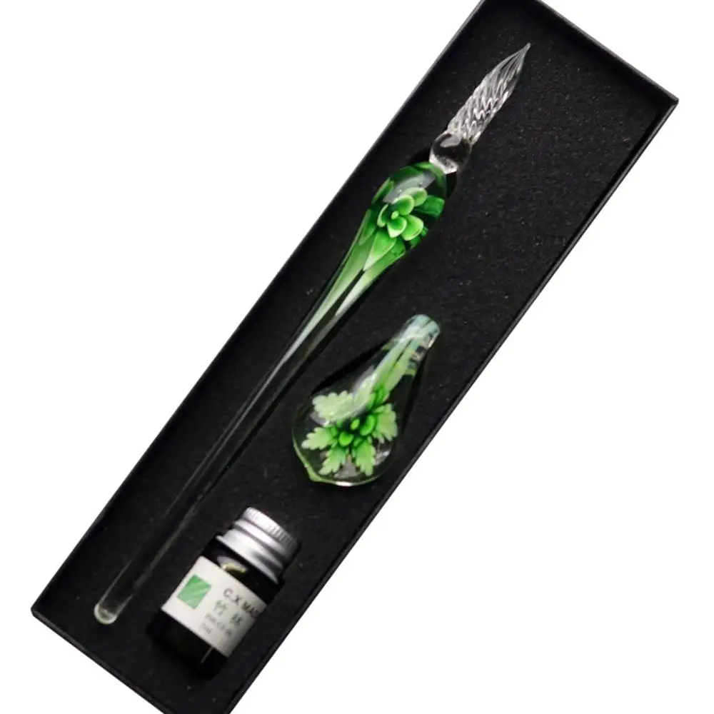glass dip pen Набор стеклянных dip-ручек, винтажная ручка ручной работы, кристальная dip-водная вывеска, ручка для каллиграфии+ чернила+ держатель для ручки 20N1 - Цвет: glass dip pen