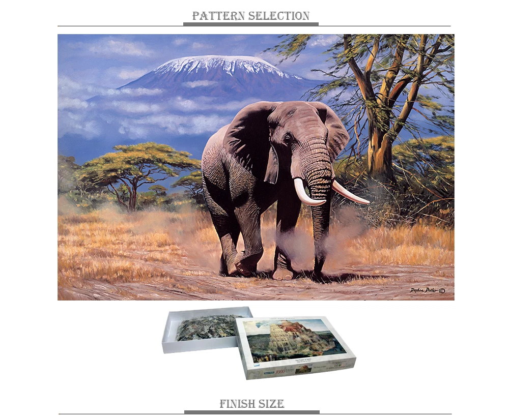 Слон Amboseli Бумага 1000 частей головоломки взрослых головоломки 1000 шт. мозготренер деревянный пазл игрушки для детей Образование Подарки