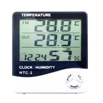 

HTC-2 indoor electronic thermometer alarm clock Measuring humidity temperature 0 Clock alarm function Large LCD display