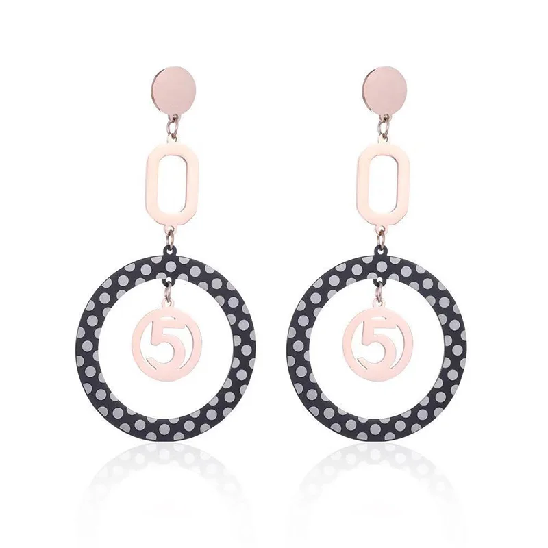 

High Quality Number Letter 5 Earrings for Women Korea Fashion Brand Geometry Round Drop Earrings Jewelry Y12149