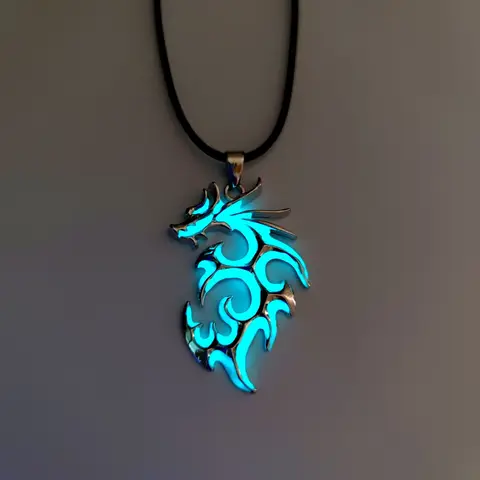 Glowing In The Dark Moon Dragon Pendant Necklace for Men Cool Beach Party Jewellry