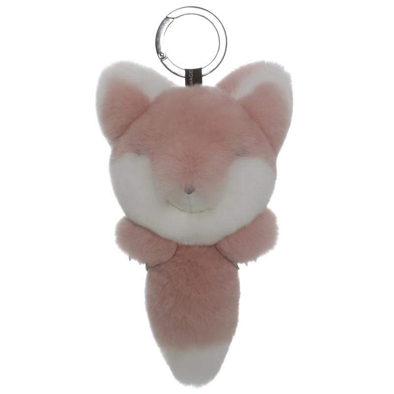 

Luxury genuine Rex rabbit fur fox doll pendant cute cartoon bag pendant furry key chain