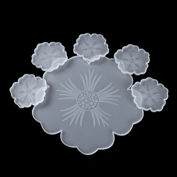 

Large Silicone Flower Coaster Pad Mold Flower Petal Resin Casting Mold For Home DIY Handmade Crystal Clay Coaster Supplies