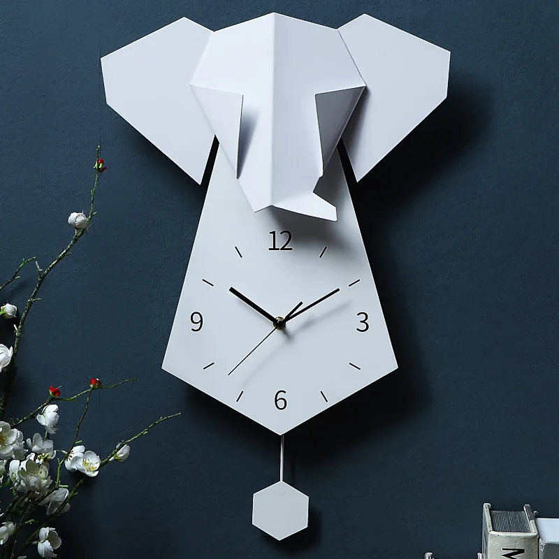

Creative Large Wall Clock 3d Metal Elephant Art Clocks Wall Watch Home Living Room Modern Silent Bedroom Reloj Home Decor FZ103