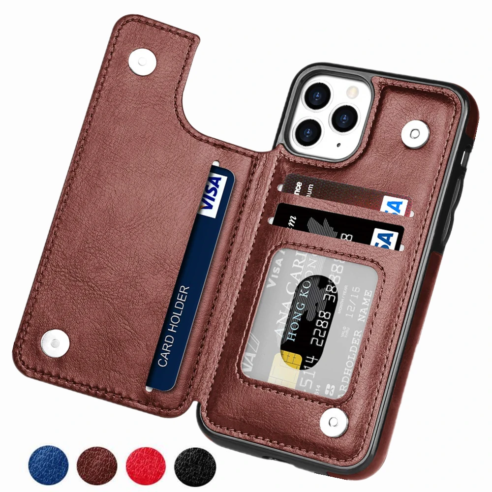 Draaien Mondwater Netjes Retro PU Flip Leather Case For iPhone 14 13 12 11 Pro Max SE 2022 2020 X XR  XS Max 8 7 6 6S Plus 5S Multi Card Holder Case Cover|Wallet Cases| -  AliExpress