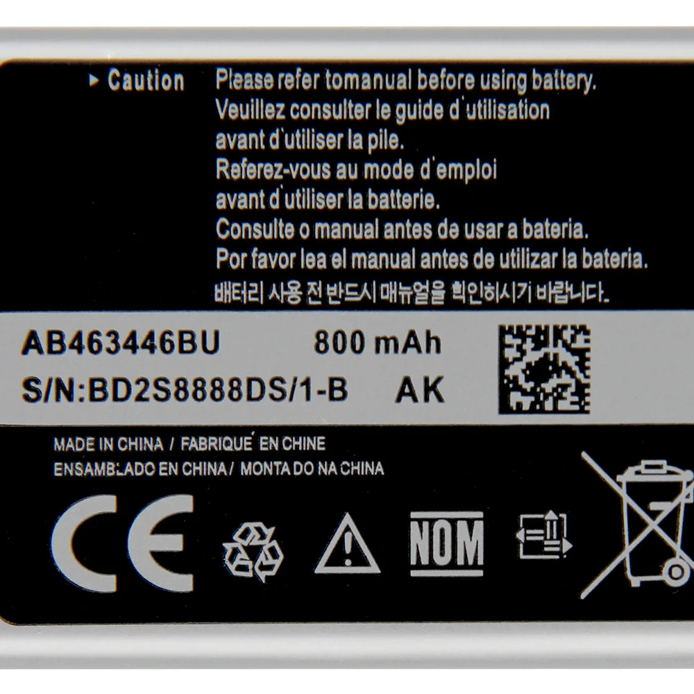 Оригинальная запасная батарея Samsung AB043446BE AB463446BU для X208 C3300K F299 B189 B309 X160 AB463446BC