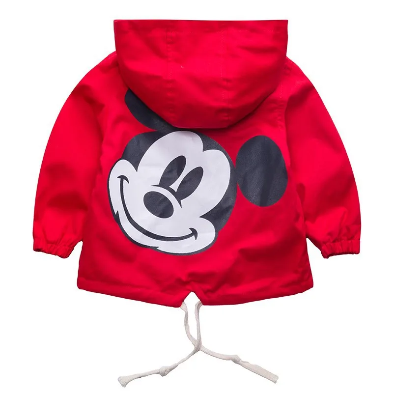 Одежда для маленьких девочек и мальчиков с Микки Маусом; ветровка с капюшоном и рисунком; детская куртка Микки; пальто; детская верхняя одежда для мальчиков и девочек