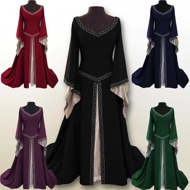 Vestido Medieval Punk de S-6XL para mujer, disfraces de Halloween, palacio,  fiesta de carnaval, disfraz de princesa, Vestido victoriano para mujer