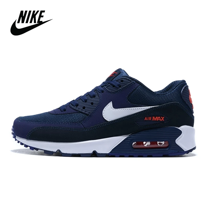 Оригинальные Nike Air Max 90 темно-синие и белые мужские уличные спортивные ботинки