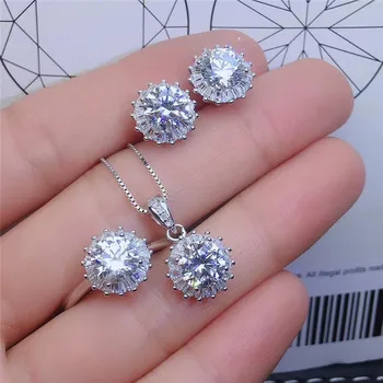 شراءالموضة Jewelry_1 قيراط مويسانيتي قلادة قلادة Set_S925 الصلبة الفضة امرأة الرقبة المصنع مباشرة المبيعات