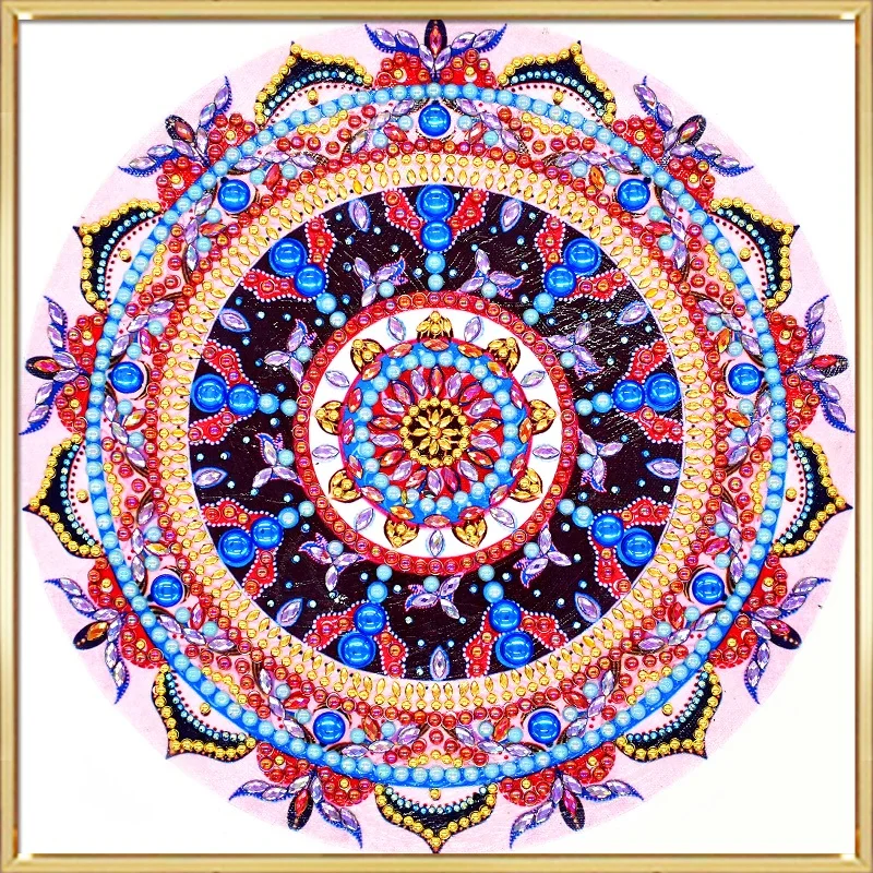 

New Style 5D DIY Diamond Painting Pink Mandala Diamond Embroidery Round Shinny Beads Picture Of Rhinestone Painting LN144