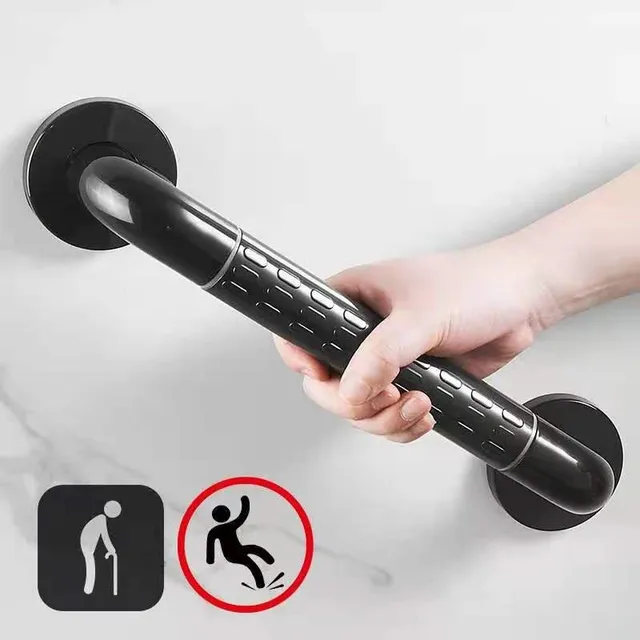 ราวจับนิรภัยในห้องน้ำสแตนเลสสีดำ ติดผนัง สำหรับผู้สูงอายุและผู้พิการ ป้องกันการลื่น ใช้ได้กับโถสุขภัณฑ์ อ่างอาบน้ำ และฝักบัว 1