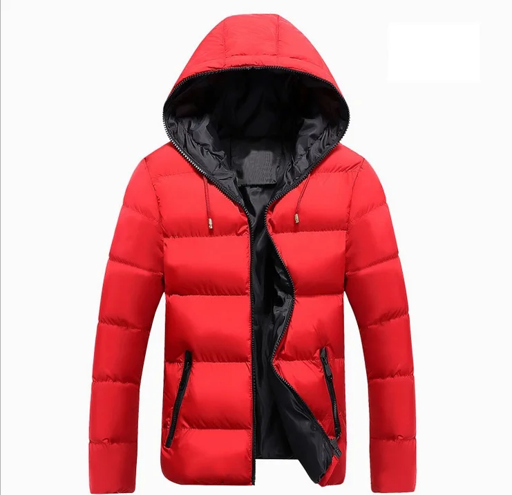 Зимняя мужская куртка, Мужская зимняя повседневная верхняя одежда, ветровка, приталенная, с капюшоном, модная, M-XXXL, пальто размера плюс - Цвет: red