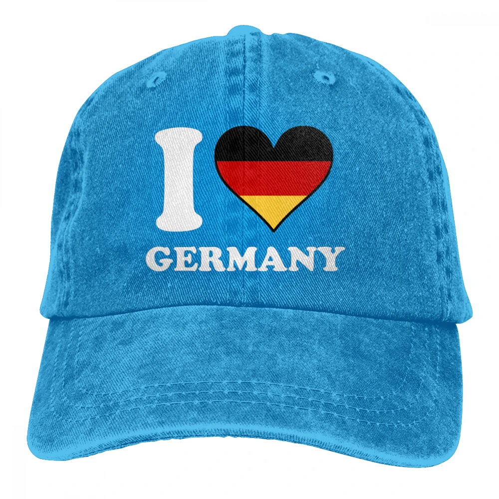Я люблю Германию Casquette серый унисекс Мужские Женские джинсовые бейсболка с ремешком кепки Регулируемый Гольф папа шляпа