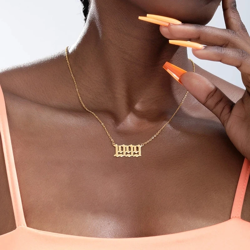 Ожерелья с подвесками из нержавеющей стали золотого и серебряного цвета цифрами