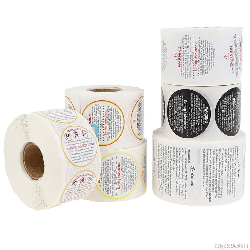 

500pcs Candle Jar Container Warning Label Waterproof Stickers Melting Safety Label Self-adhesive