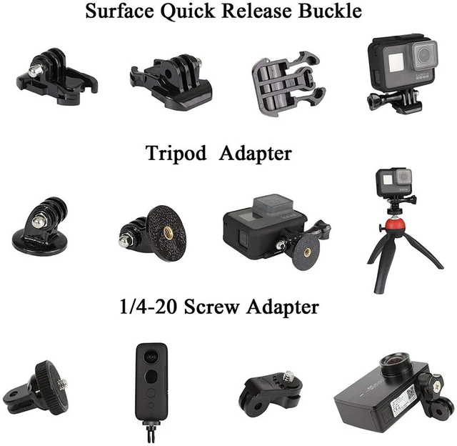 EMART Kit de accesorios de cámara Gopro Hero 8 9 10, Go Pro 2 3 4 5 7  accesorios negros juego de montaje, paquete de accesorios de cámara de  acción