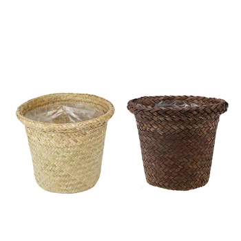 

Seating grass Storage Basket Garden Flower Pot Handmade Sundries Organizer Planter Box Basket Nursery Pots