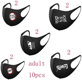 

10pcs Demon Slayer Print Face Mask Black Mouth Mask Reusable Mask Washable Mascarillas Face Shield Masque Facial Mask