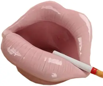 

Creative Ceramic Cigarette Ashtrays with Lips Style Fashion Home Decorations (Pink)