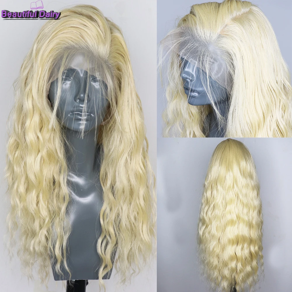 

Beautiful Diary Loose Wavy Synthetic Lace Front Wigs Futura Hair 13x6 Blonde Lace Front Wig With Baby Hair Heat Resistant Wigs