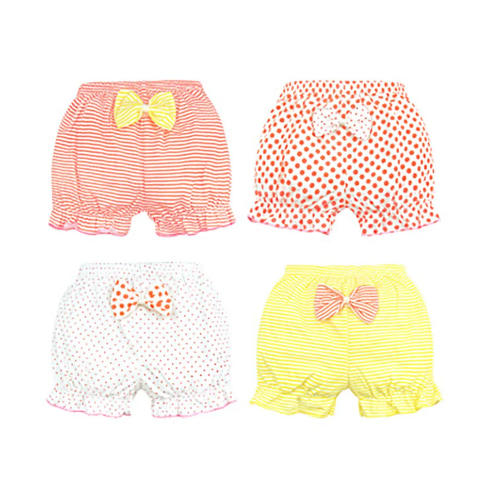 Baby Underwear Girls Shorts Bow Polka Dots Striped Shorts  Newborn Baby Bread Pants Summer Shorts 0-2Y