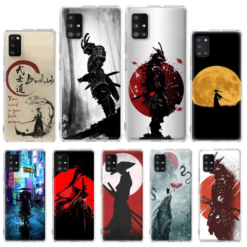 Custodia Trasparente Samurai Giapponese Per Samsung Galaxy A51 A71 5G A31 A21S A11 A01 A91 M31 M21 M30S Capa Back Phone Coque