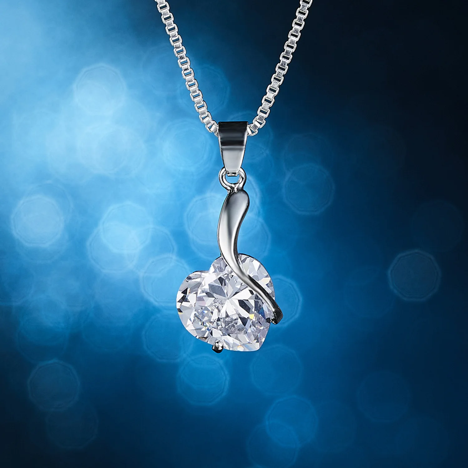 

Rinhoo 1PC Simple Heart Square Geometric Zircon Pendant Alloy Link Chain Necklace For Women's Fashion Jewelry Gift