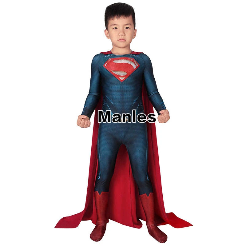 Superman Clark Kent Cosplay Costume Man Of Steel Superhero Halloween Cloak Jumpsuit Spandex Avenger