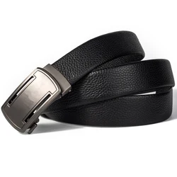 Luxury men's belt Without buckle belt Classic Gothic belt Metal buckle Black leather Can be matched with jeans chain