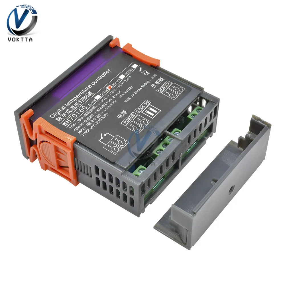 WH7016C DC 12V 24V AC 90V 250V 10A регулятор температуры ЖК цифровой термостат термометр