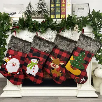 

1Pc Christmas Stocking Festival Novel Chic Safe Xmas Gift Bag Hanging Pouch Santa Sock Candy Sweets Gift Bag For Girls Boys