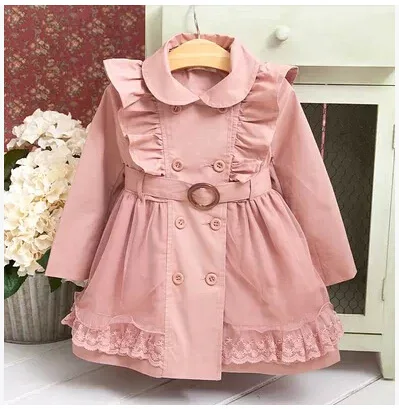 

AliExpress 2019 Spring And Autumn Middle And Large CHILDREN'S Garment New Style Korean-style Fold-down Collar Princess Trench Co