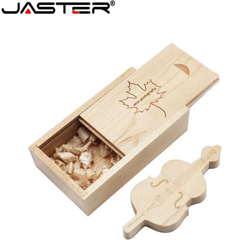 JASTER usb флеш-накопитель 4 ГБ 8 ГБ 16 ГБ 32 ГБ 64 Гб Пользовательский логотип деревянная Виолончель+ коробка usb интерфейс 2,0 модная флеш-карта памяти