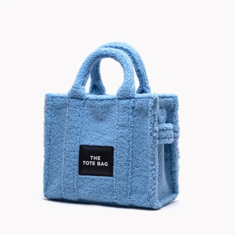 2021 Plush Faux Fur Sherpa Winter Woolen Teddy Curl The Tote Bag Large Capacity Shopping Commuter Bag Designer Handbag for Women